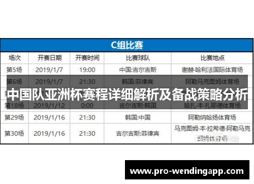 中国队亚洲杯赛程详细解析及备战策略分析